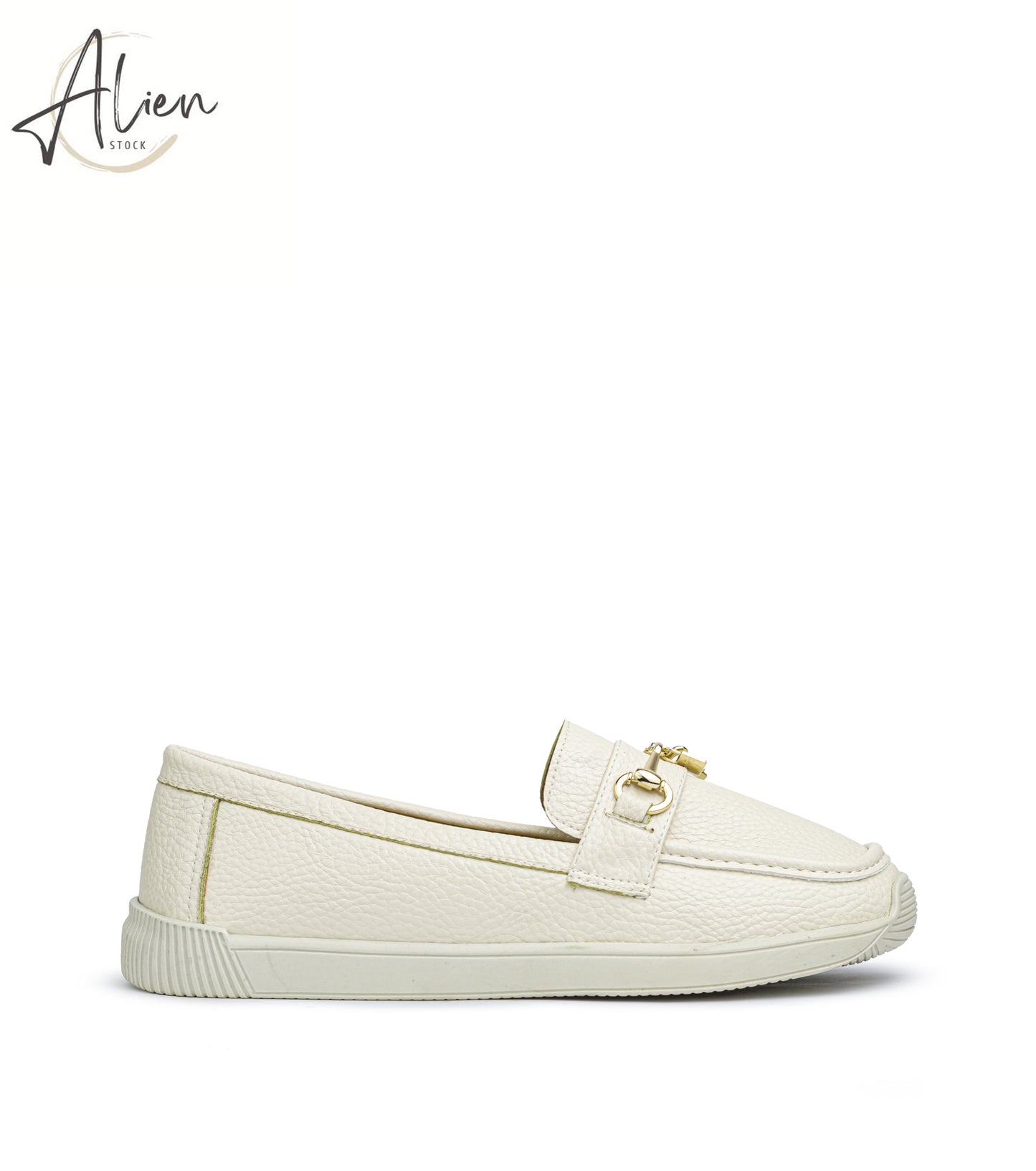 LOAD LOADERS LEATHER (GOLDEN DETAIL ) WOMEN SLIP-ON OFFWHITE