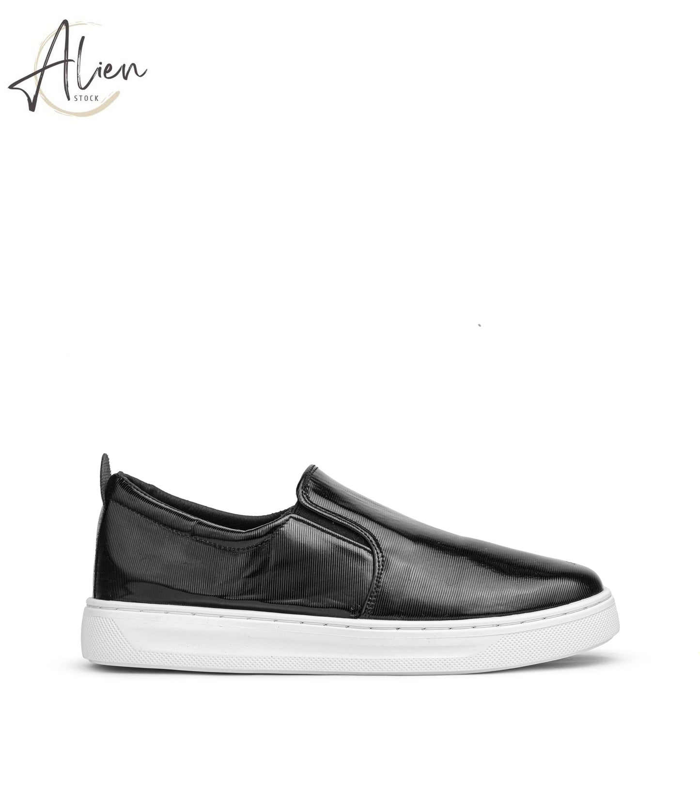 SLIP-ON SHINY LEATHER SHOES BLACK WOMEN