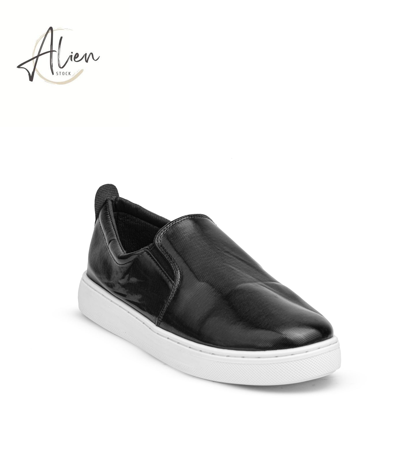 SLIP-ON SHINY LEATHER SHOES BLACK WOMEN