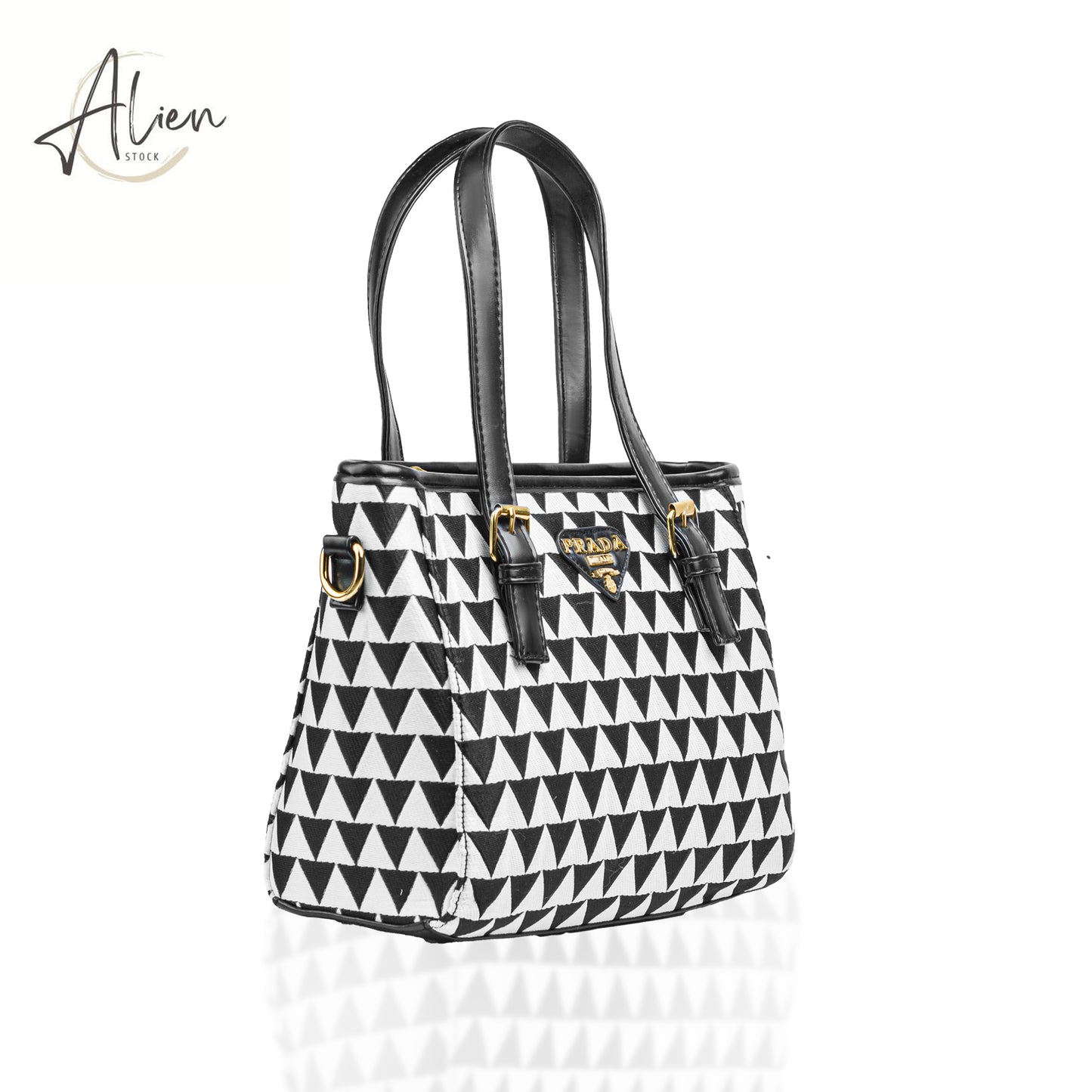 Handbag Prada with a bold geometric design black-w