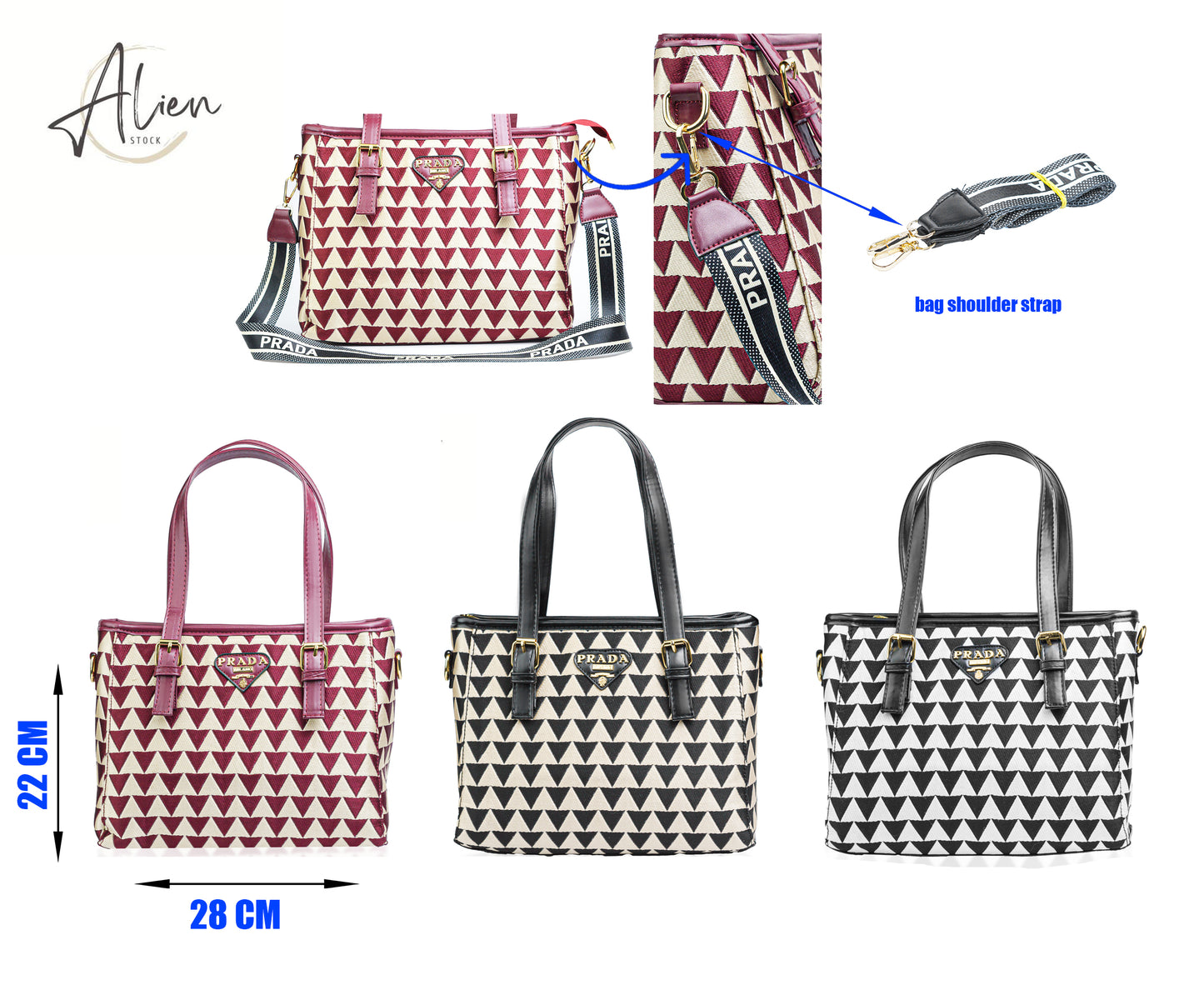 Handbag Prada with a bold geometric design red