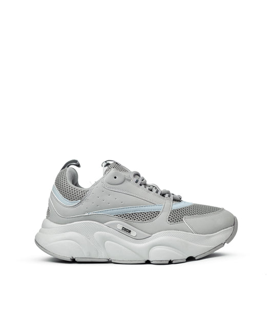 DIOR B22 HOMME TECHNICAL MESH & SMOOTH CALFSKIN GREY SNEAKERS