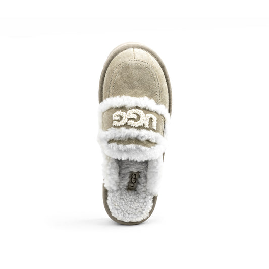 Trisha Fluffy Platform Ugg slipper in a tan/antelope brown color