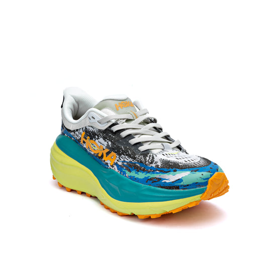 Hoka Stinson 7 trail running shoes in the White / Evening Primrose