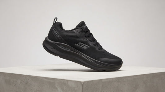 Skechers Max Run athletic sneaker with a textured mesh upper and a cushioned midsole