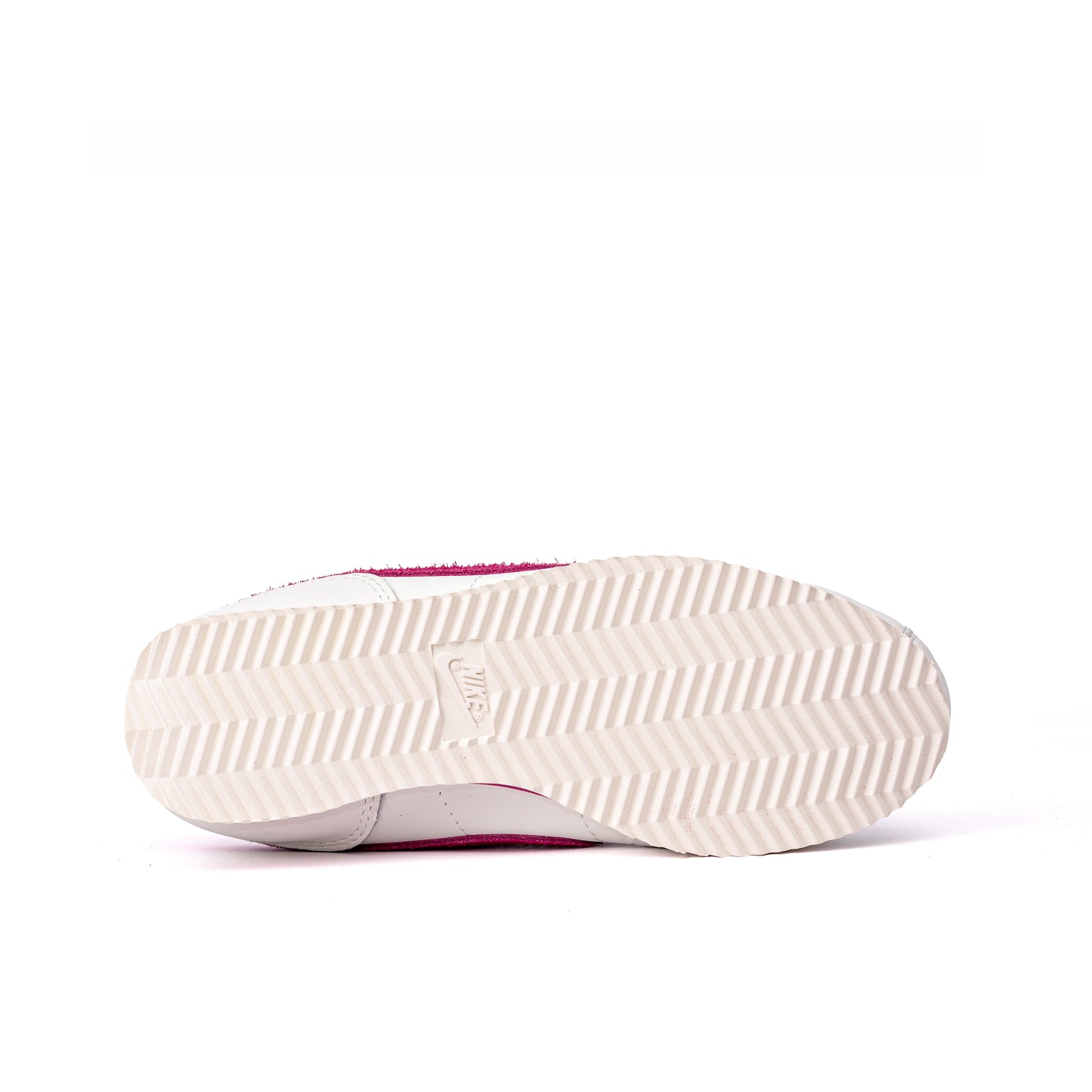 Cortez Basic SL GS sneakers in white with a fuchsia pink suede