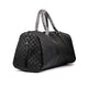Louis Vuitton duffle bag features a classic dark geometric pattern and dual carrying handles wrapped in protective plastic 50x30x25cm Unisex (black)