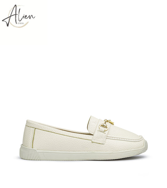 LOAD LOADERS LEATHER (GOLDEN DETAIL ) WOMEN SLIP-ON  OFFWHITE