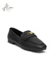 Leather Loafers (Golden Detail) LADIES - BLACK