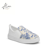 SLIP-ON CANVAS SHOES PRINTED CASUAL WHITE-BLUE WOMEN