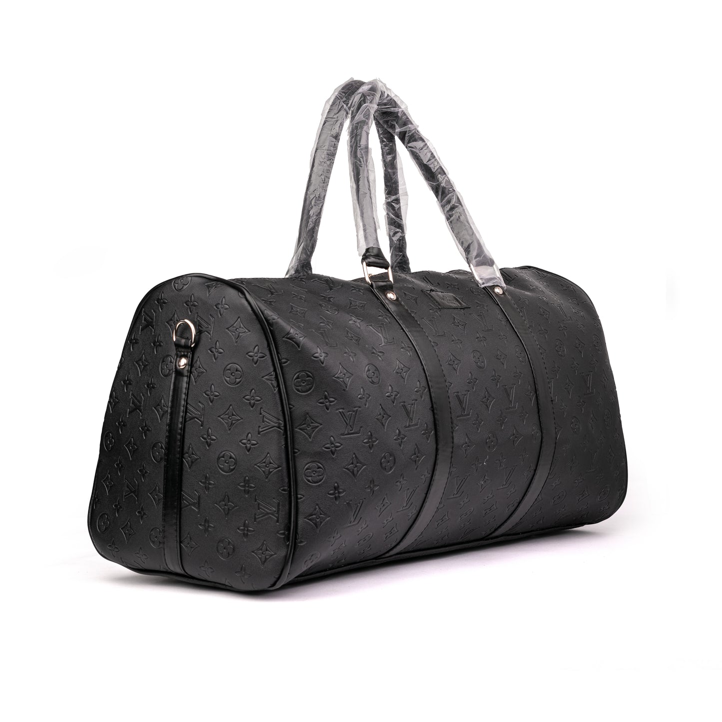 Louis Vuitton Keepall Bandoulière showcases an embossed monogram pattern and matte black hardware 50x30x25cm unisex (black-on-black)