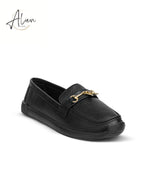 LOAD LOADERS LEATHER (GOLDEN DETAIL ) WOMEN SLIP-ON -  BLACK