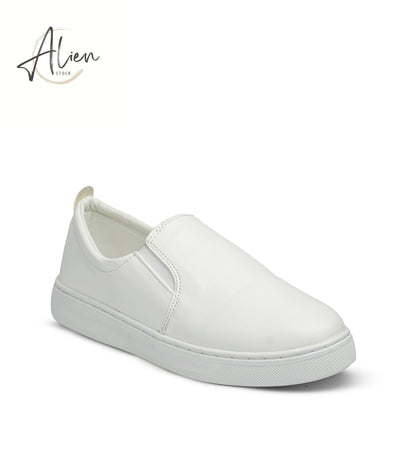 SLIP-ON SHINY LEATHER SHOES WHITE WOMEN