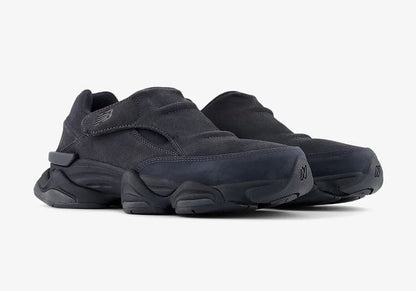 New Balance 8040 slip-on sneakers in an all-black "Phantom" colorway, featuring a premium suede