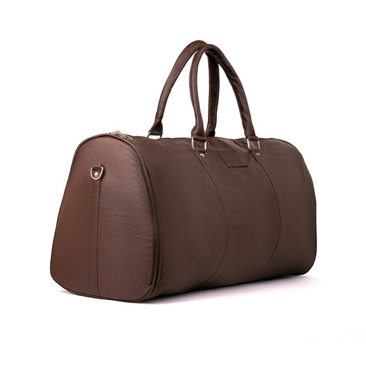 Leather Travel Gym Bag Duffel Bag with Handles and Shoulder Handle 50x30x25cm unisex (Brown)