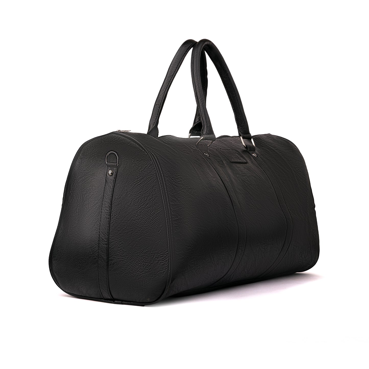 Leather Travel Gym Bag Duffel Bag with Handles and Shoulder Handle 50x30x25cm unisex (Black)