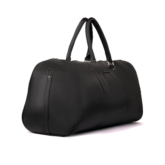 Leather Travel Gym Bag Duffel Bag with Handles and Shoulder Handle 50x30x25cm unisex (Black)