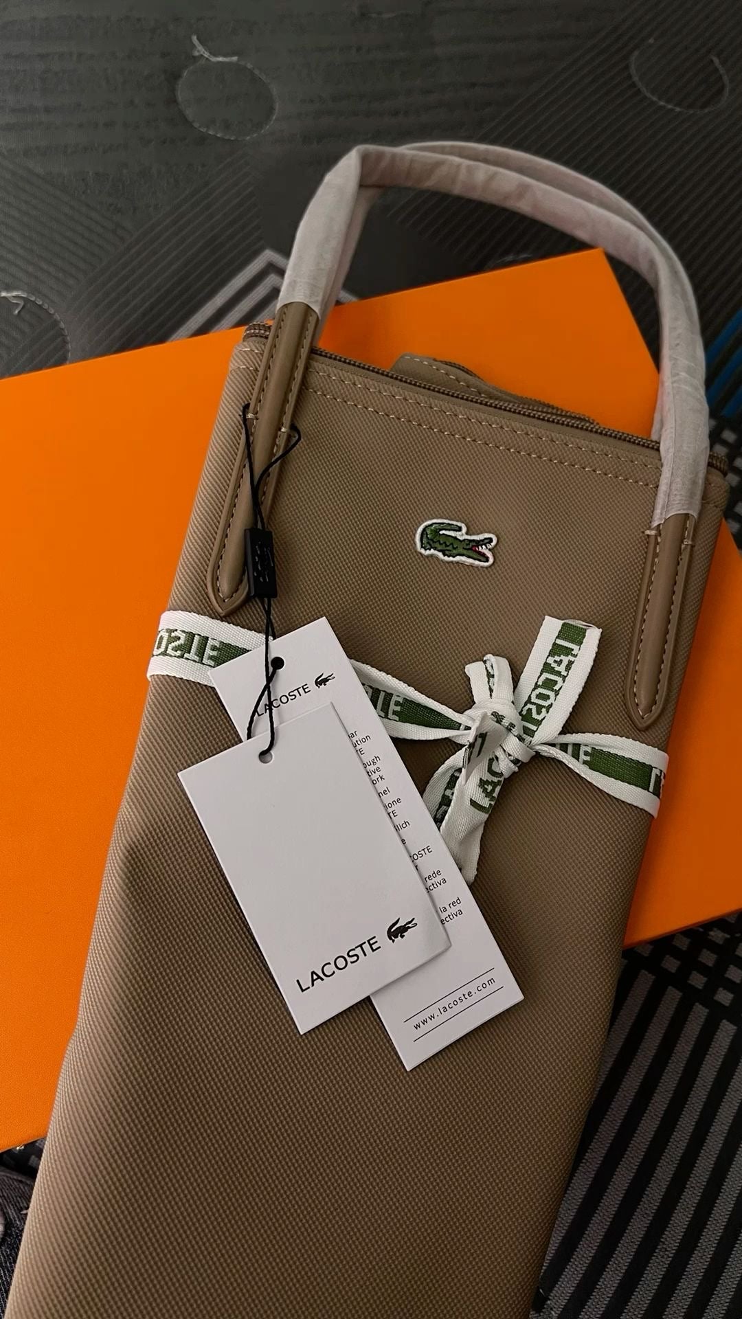 Lacoste L.12.12 Concept Tote bag featuring the brand's signature embroidered green crocodile logo