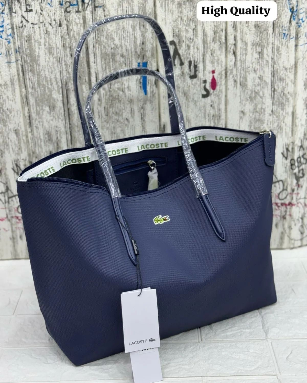 Lacoste L.12.12 Concept Tote bag featuring the brand's signature embroidered green crocodile logo