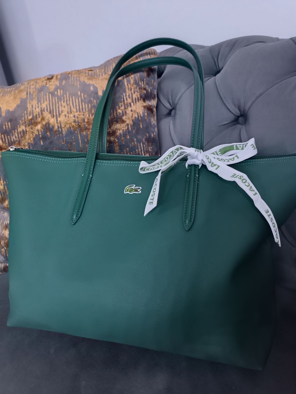 Lacoste L.12.12 Concept Tote bag featuring the brand's signature embroidered green crocodile logo