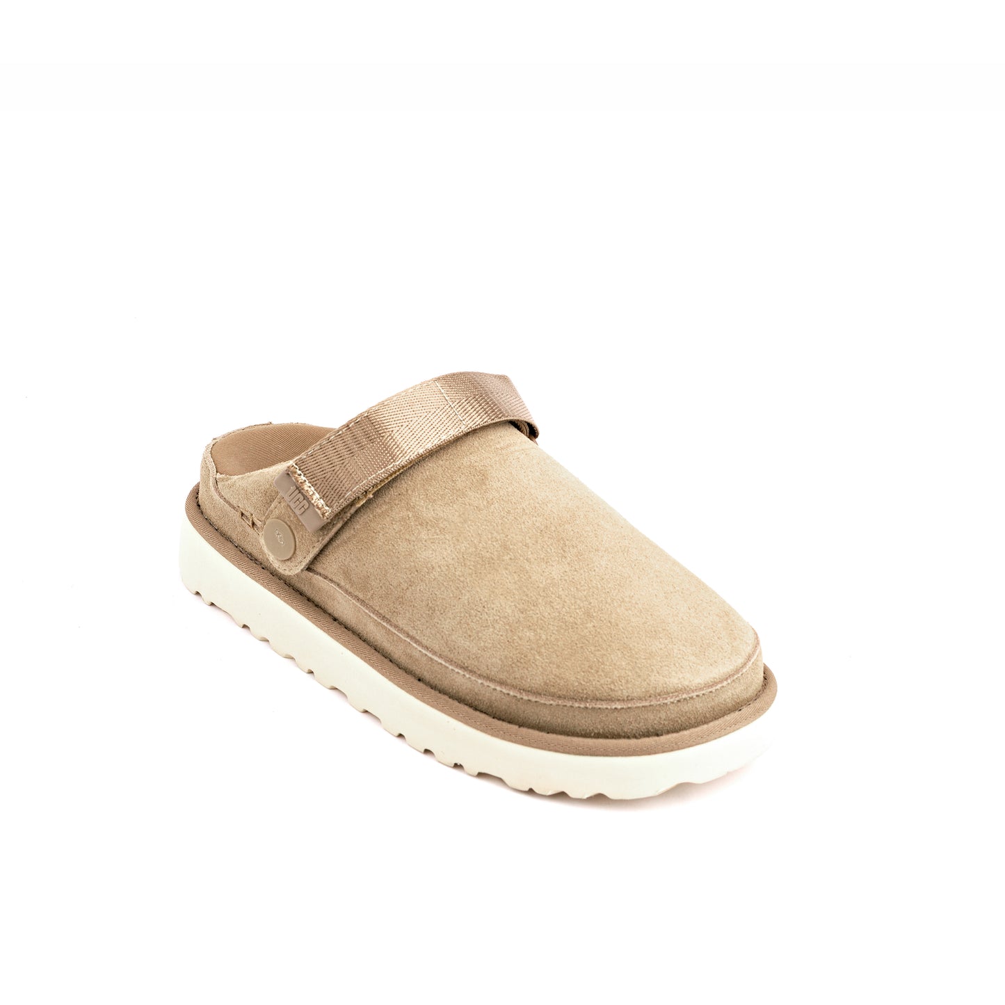 UGG Goldenstar Clog in the color Sand with a suede upper and SugarSole