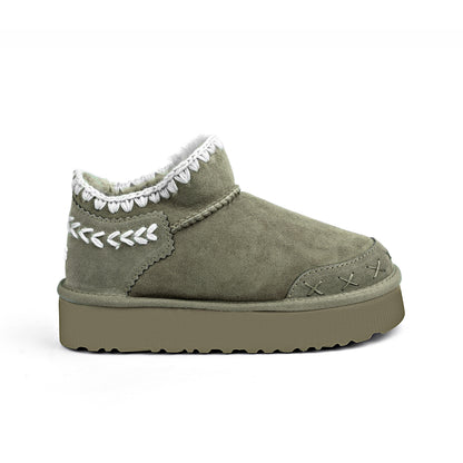 UGG Mini Myles Platform boots in a sage green color
