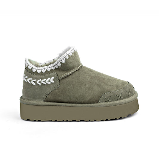 UGG Mini Myles Platform boots in a sage green color