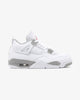 "White Oreo" sneakers featuring a white tumbled leather upper with signature speckled grey eyelets and midsole accents