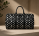 Louis Vuitton black and white monogram travel duffel bag featuring black leather top handles and trim 50x30x25cm unisex (white-on-black)
