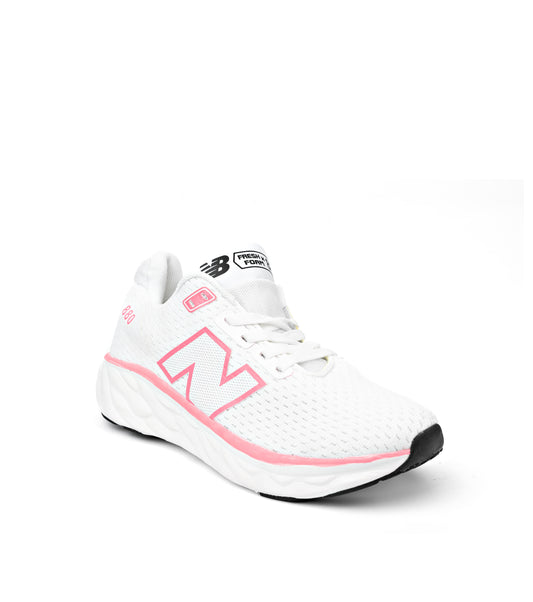 Fresh Foam X 880 running shoe in white and pink