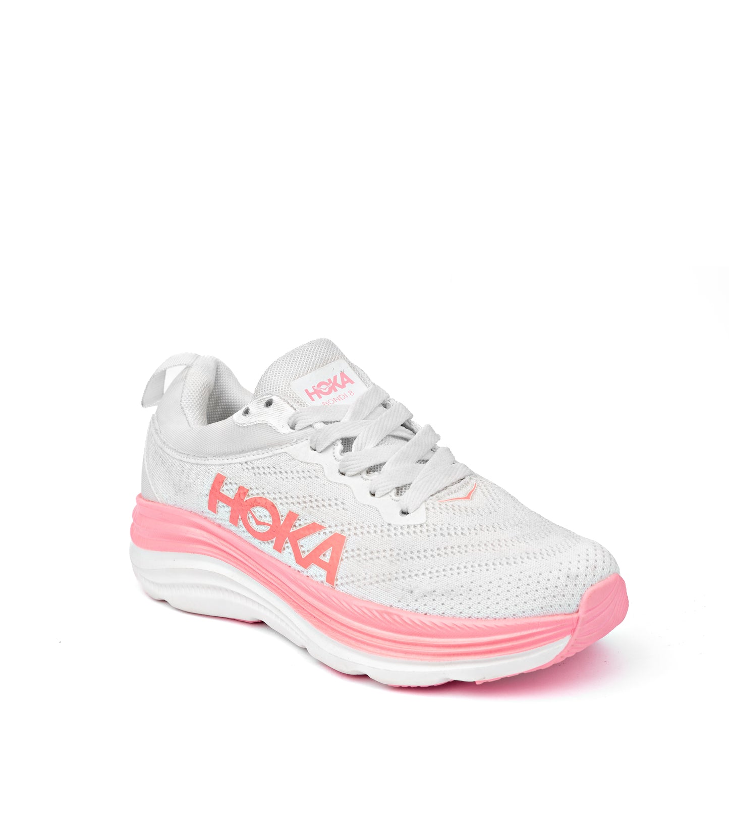 Hoka Women's Gaviota 5 running shoe in white and pink