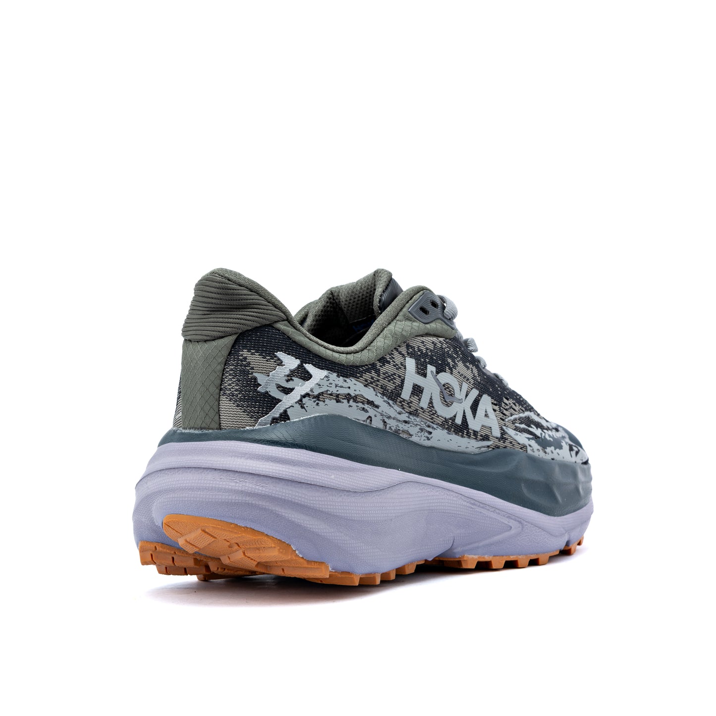 HOKA Stinson 7 trail running shoe in the Satellite Grey/Varsity Navy