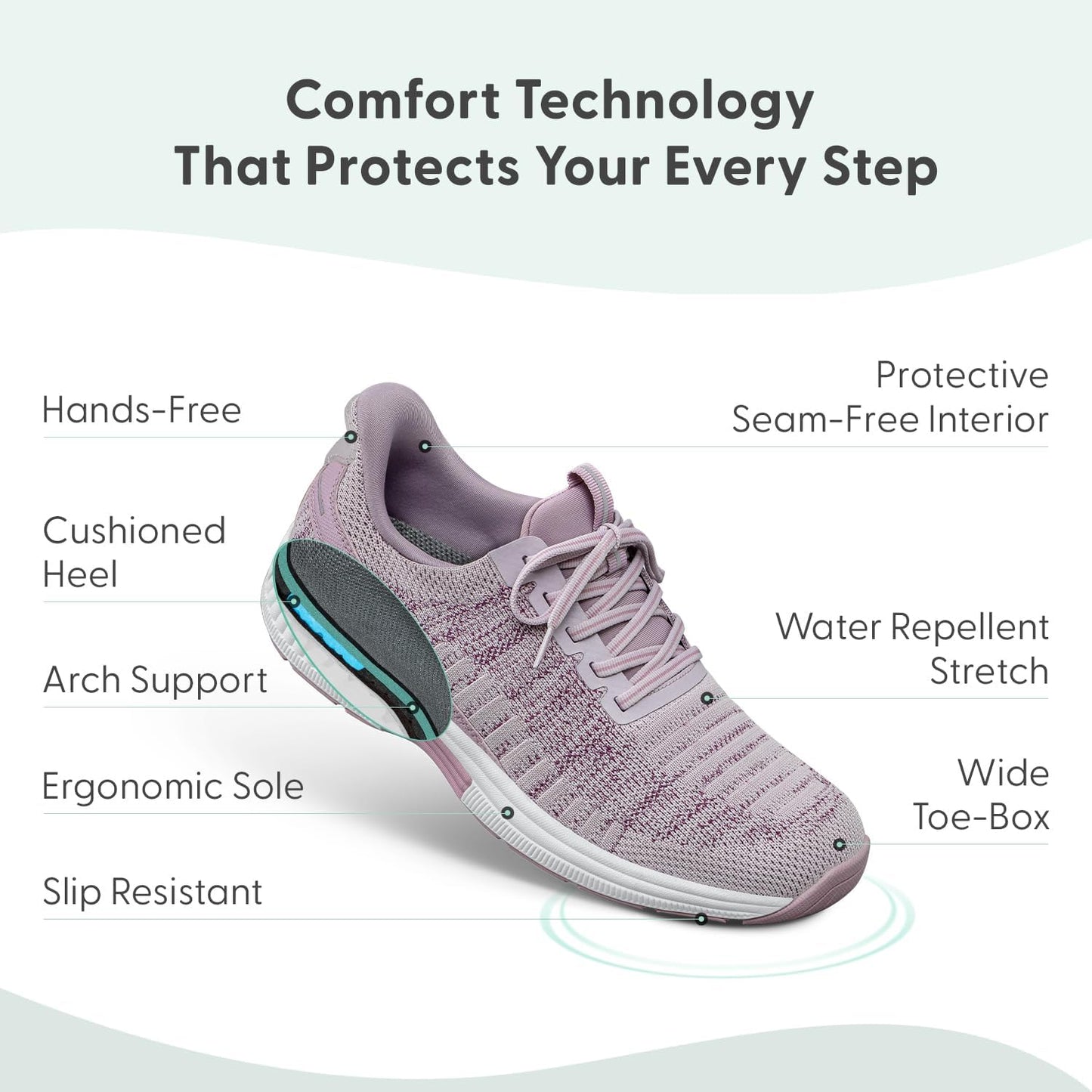 Orthofeet Kita Hands Free men’s orthopedic knit sneakers in a rose/mauve