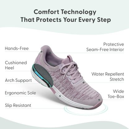 Orthofeet Kita Hands Free men’s orthopedic knit sneakers in a rose/mauve