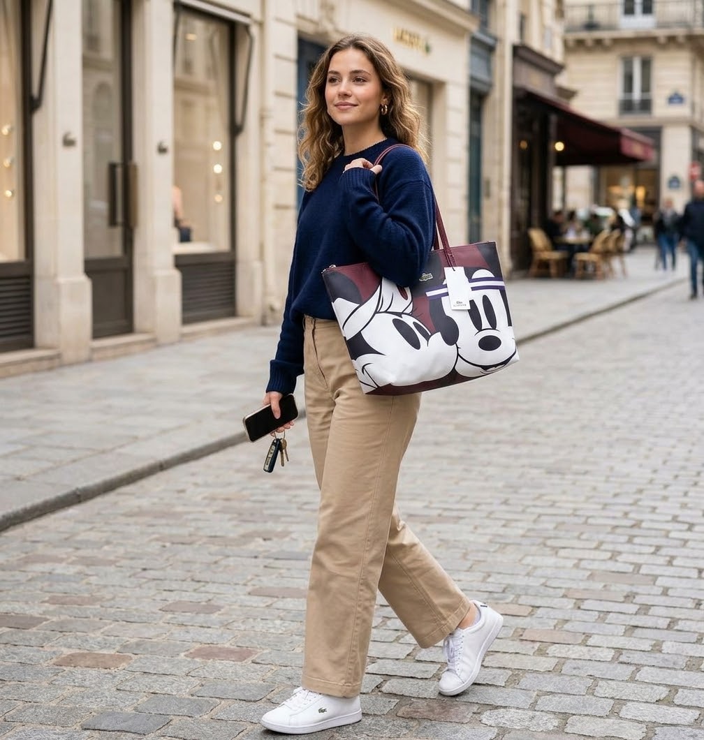 Lacoste Mickey Mouse Casual Shoulder Tote Bag
