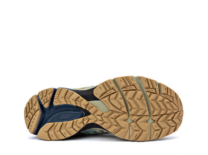 Asics Gel-Kahana 8 trail running shoe in a blue, brown, and orange