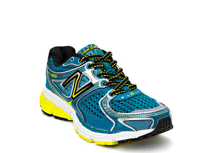 NB860v3 stability running shoe in blue, silver, and yellow women