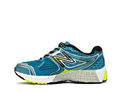 NB860v3 stability running shoe in blue, silver, and yellow women