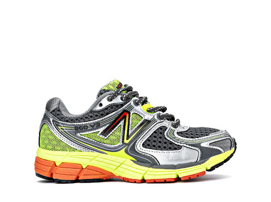 NB860v3 stability running shoe in blue, silver, and yellow women