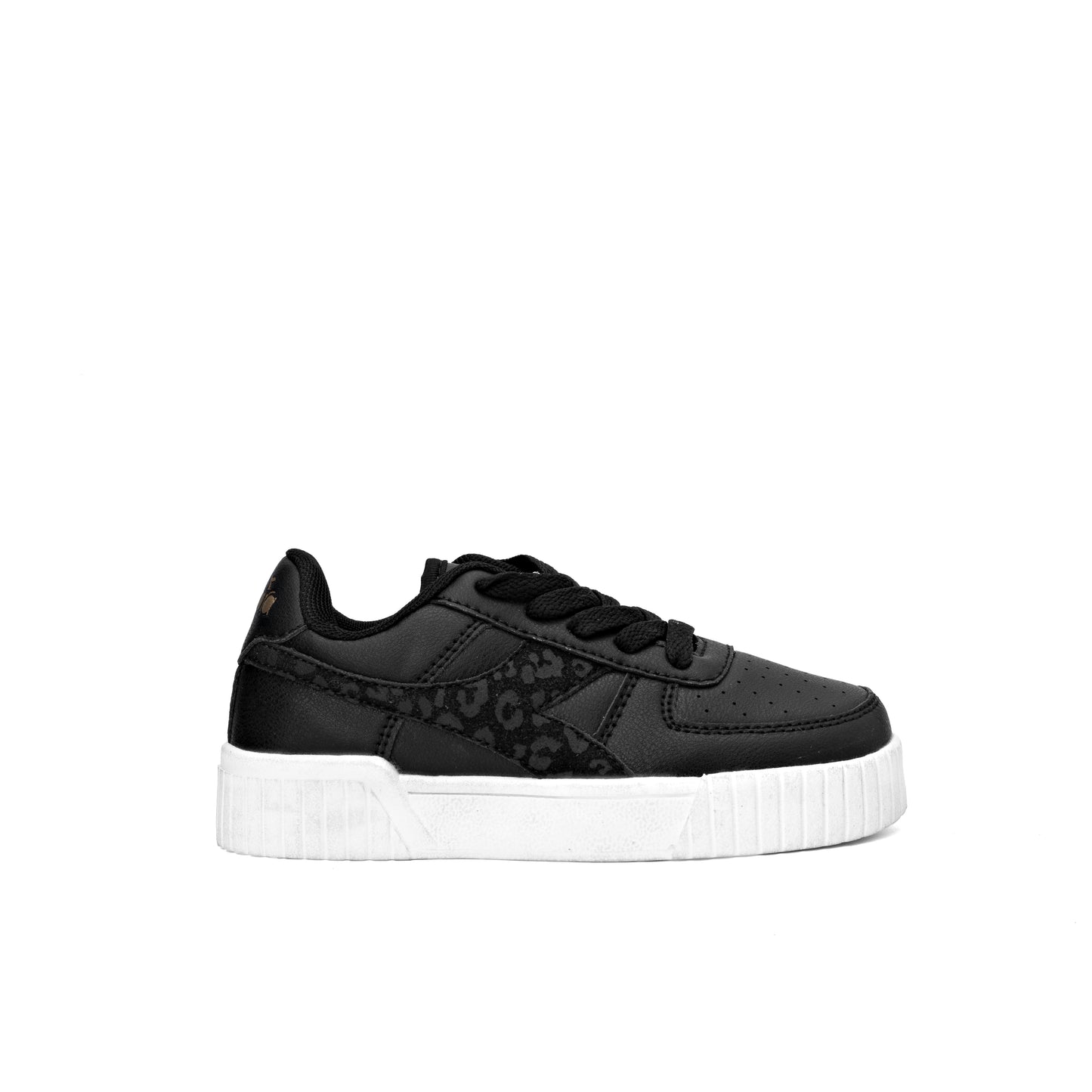 Diadora Bfuma J sneaker in black with a leopard print kid
