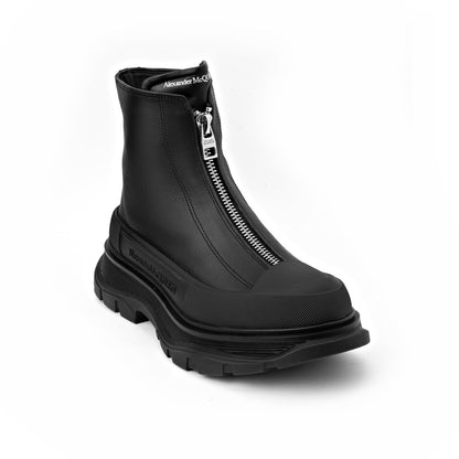 Alexander McQueen Tread Slick zip boots in black calf leather