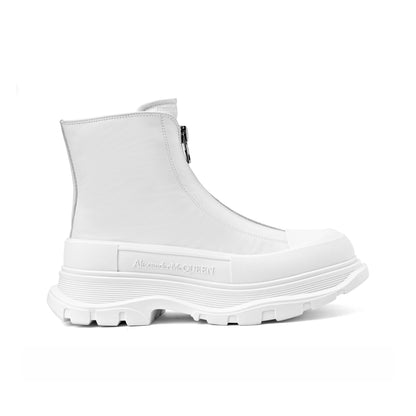 Alexander McQueen Tread Slick zip boots in White calf leather