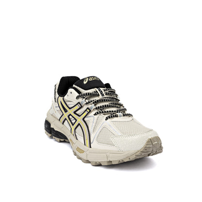 Asics Gel-Kahana 8 running shoe in a light beige/khaki and yellow
