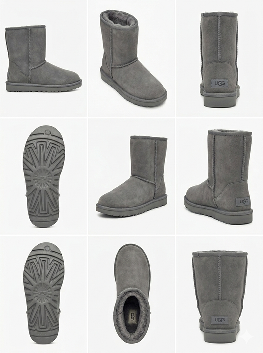 UGG Classic II Boot in grey, featuring a sheepskin lining and a lightweight outsole