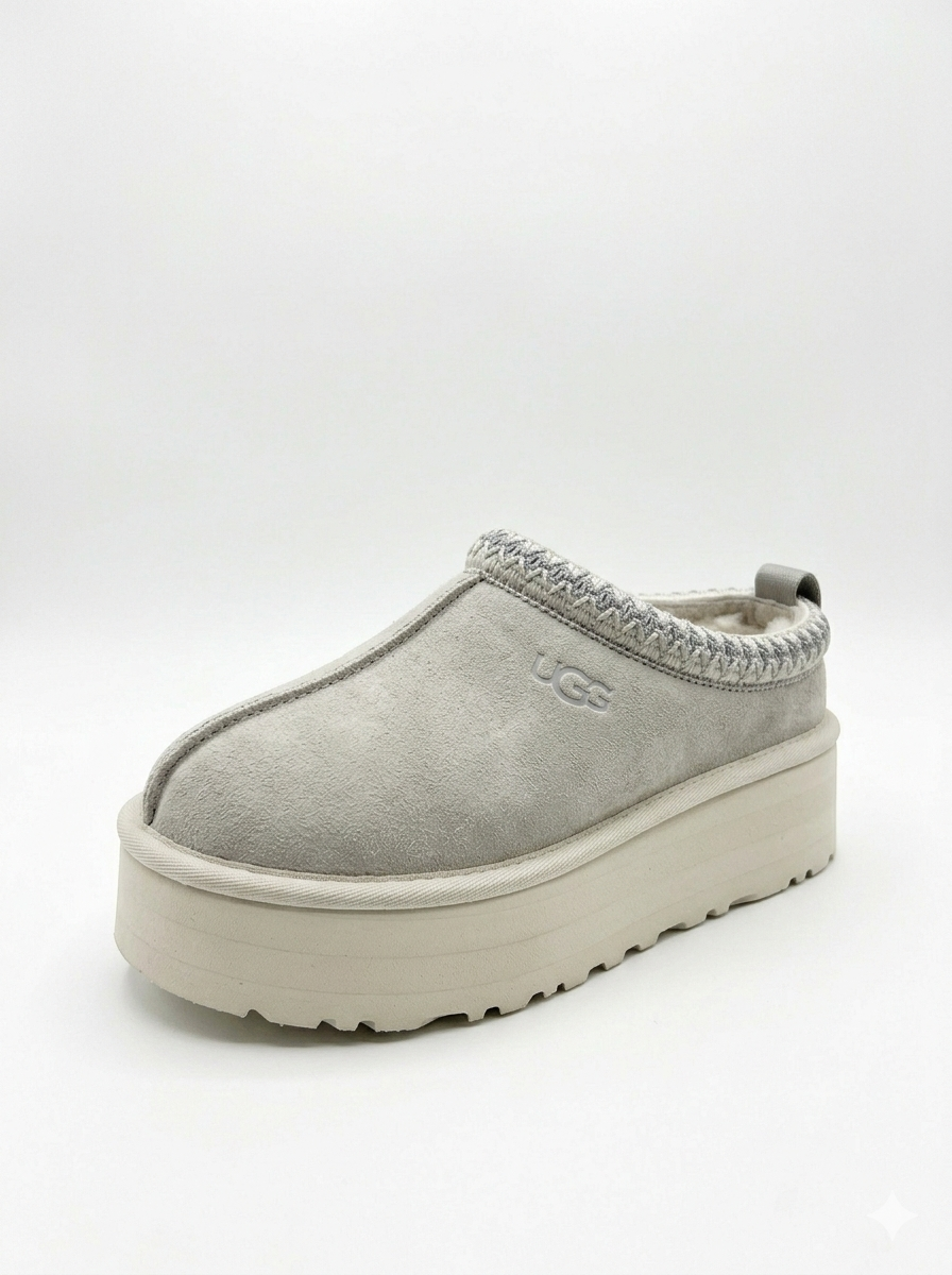 UGG Women's Tazz Slipper is a platform slipper featuring signature suede in a Grey