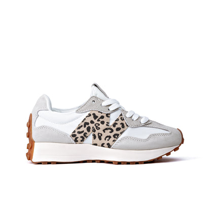 NB 327 trainers, a low-top silhouette featuring a distinct leopard print 'N'