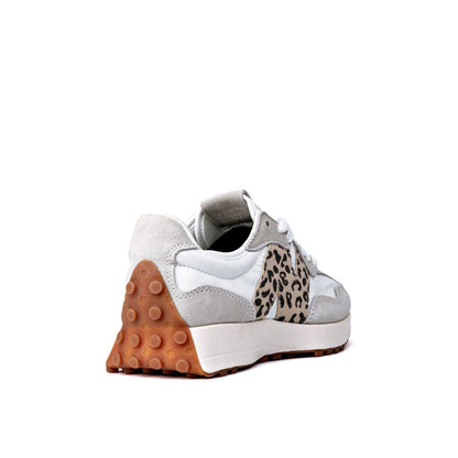 NB 327 trainers, a low-top silhouette featuring a distinct leopard print 'N'