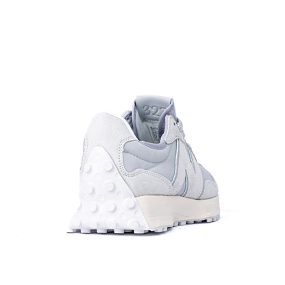 NB 327 sneakers feature a grey suede and nylon upper with a large white "N" logo on the side