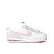 Cortez Valentine's Day sneakers, featuring a white leather upper, pink suede Swooshes, and a special pink heart