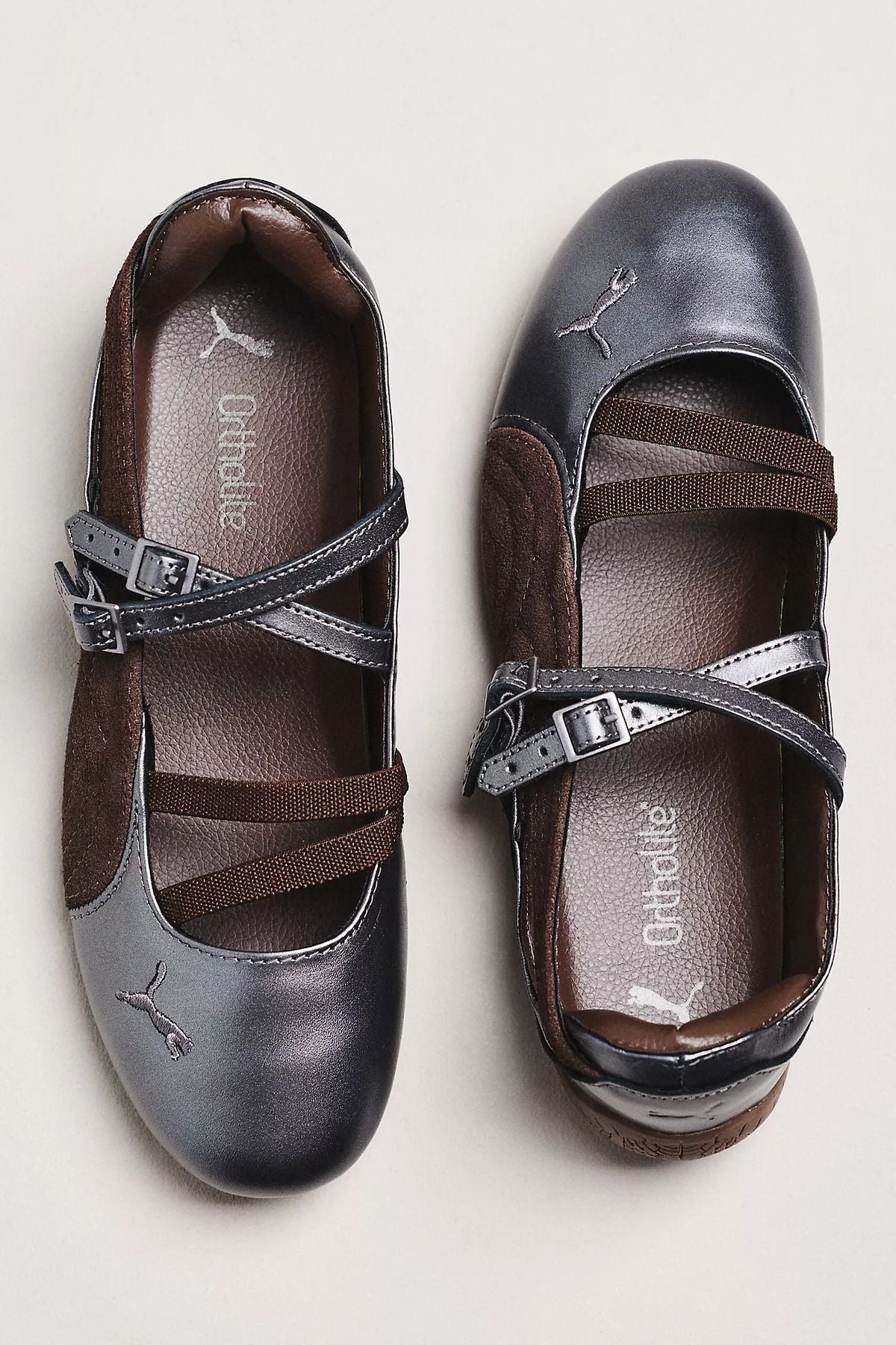 Speedcat Lux Ballet sneakers in a brown and silver colorway, featuring a metallic finish and suede detailing